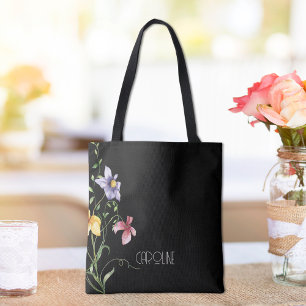 Elegante Spring Black Floral Boho Niedlich Tote Ba Tasche