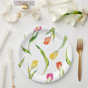 Elegante Spring Blume Tulip Brautparty Pappteller