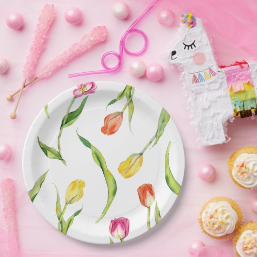 Elegante Spring Blume Tulip Brautparty Pappteller (Party)