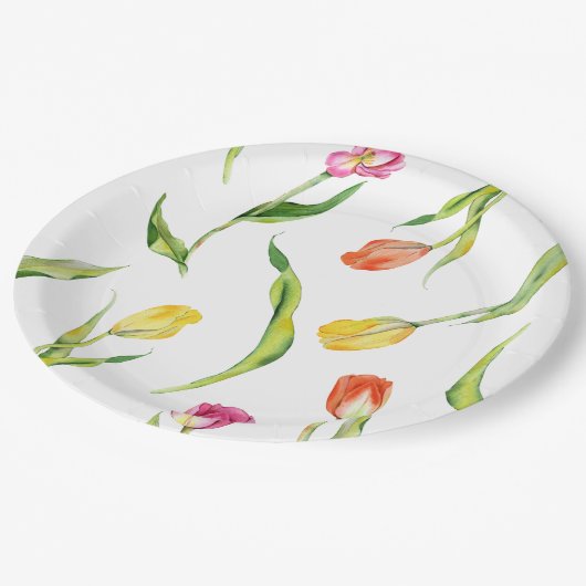 Elegante Spring Blume Tulip Brautparty Pappteller (Schrägansicht)