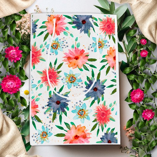 Elegante Spring Boho Chic Gold Floral Wildblume Mittlere Geschenktüte