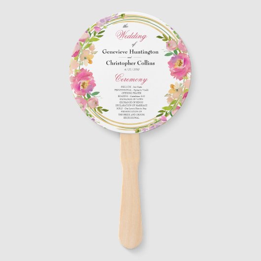 Elegante Spring Boho Floral Gold Hochzeit Fächer (Vorderseite)