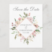 Elegante Spring Floral Blush Peony Wedding Ankündigungspostkarte (Vorderseite)