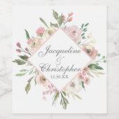 Elegante Spring Floral Blush Peony Wedding Weinetikett (Einzelnes Label)