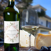 Elegante Spring Floral Blush Peony Wedding Weinetikett