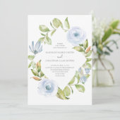 Elegante Spring Floral Diamond Dusty Blue Wedding Einladung (Stehend Vorderseite)