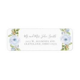 Elegante Spring Floral Dusty Blue Wedding Labels