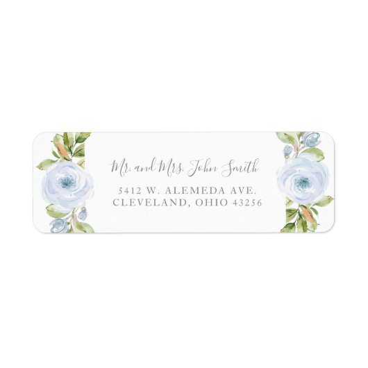 Elegante Spring Floral Dusty Blue Wedding Labels (Vorne)