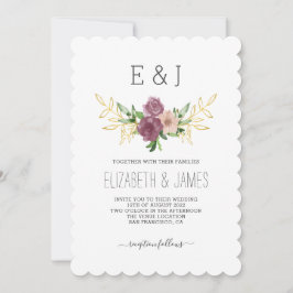 Elegante Spring Floral Monogram Wedding Einladung
