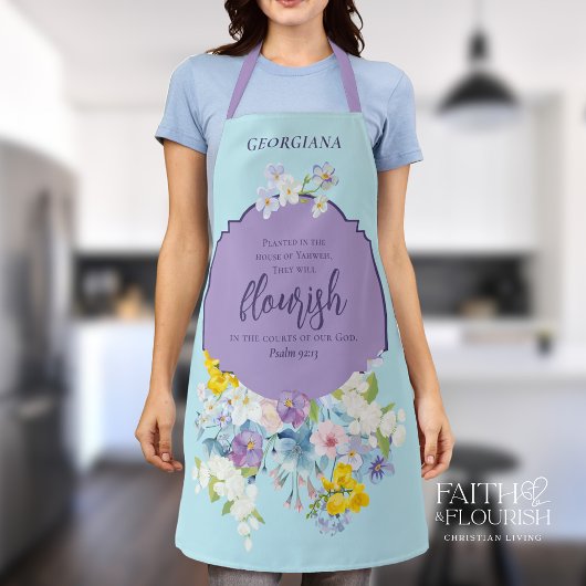 Elegante Spring Florals Bible Verse Personalisiert Schürze
