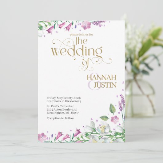 Elegante Spring Florals Hochzeit Einladung (Stehend Vorderseite)