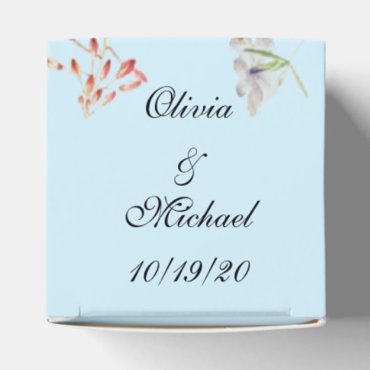 Elegante Spring Flowers Blue Gastgeschenk Hochzeit Geschenkschachtel (Oben)