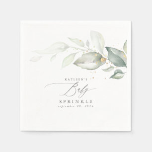 Elegante Spring Greenery Gold Foliage Baby Sprinkl Serviette