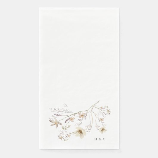 Elegante Spring Monogram Wildblume Wedding Serviette (Vorderseite)
