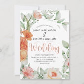 Elegante Spring Peach Floral Wedding Einladung (Vorderseite)
