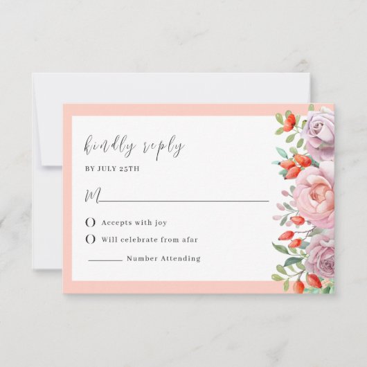 Elegante Spring Rose Wedding RSVP Card Einladung (Vorderseite)