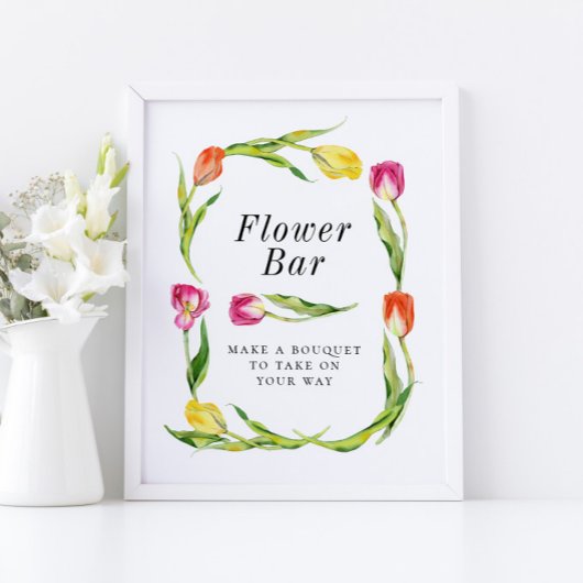 Elegante Spring Tulip Brautparty Blume Bar Poster