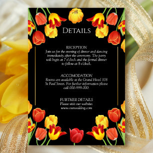 Elegante Spring Tulips Schwarze Flora Hochzeit Det Begleitkarte