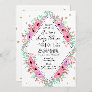 Elegante Spring Watercolor Blütendusche Einladung