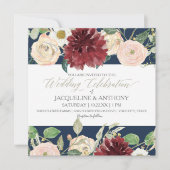 Elegante Spring Wedding Chrysanthemum Burgundy Ros Einladung (Vorderseite)