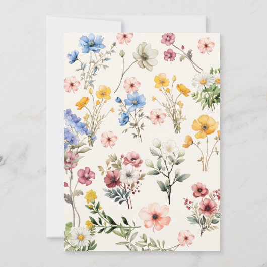 Elegante Spring Wildblume Abschluss Einladung (Rückseite)