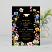 Elegante Spring Wildblume Abschluss Folieneinladung (Stehend vorne)