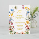 Elegante Spring Wildblume Abschluss Folieneinladung (Stehend vorne)