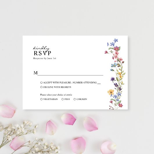 Elegante Spring Wildblume Blumengarten Hochzeit RSVP Karte