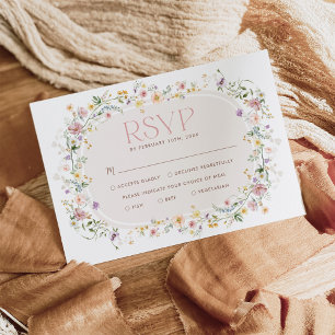 Elegante Spring Wildblume Meadow Wedding RSVP Card Karte