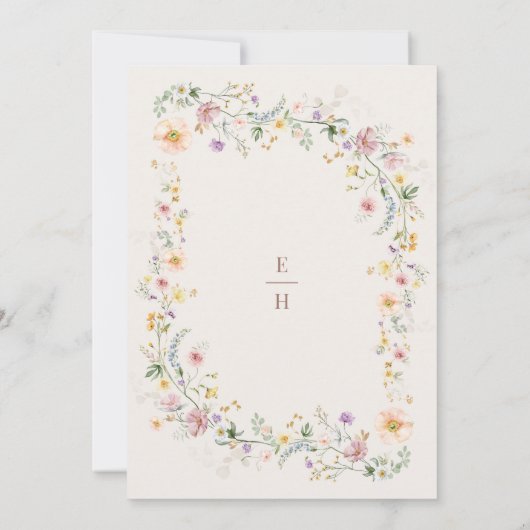 Elegante Spring Wildblume Messe Hochzeit Einladung (Rückseite)