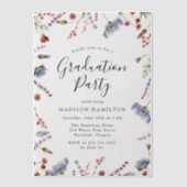 Elegante Spring Wildblumen Graduation Party Pergament Einladungen (Vorderseite)