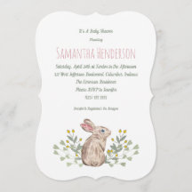 Elegante Spring Woodland Bunny Baby Dusche Einladu