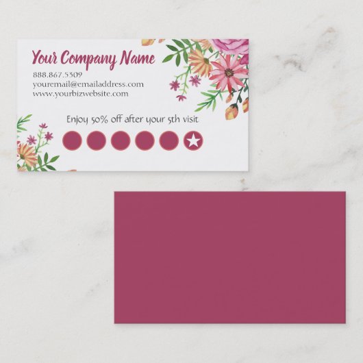 Elegante Springy Floral Kundenbindungskarte Treuekarte (Vorne/Hinten)