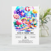 Elegante Sprinkles Candy Birthday Einladung (Stehend Vorderseite)