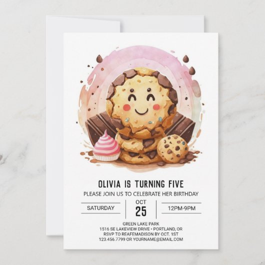 Elegante Sprinkles Girly Cookies Geburtstag Einladung (Vorderseite)