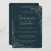 Elegante Spruce Modern Leaf Motif Erntedank Einladung (Vorne/Hinten)