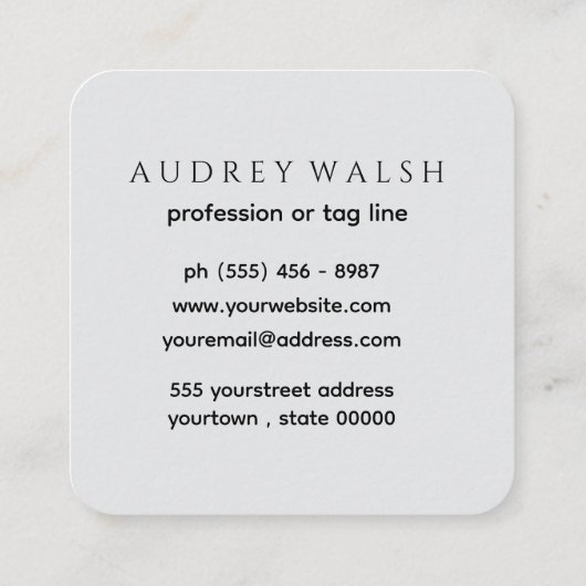 Elegante Square Business Card Design Unternehmer Quadratische Visitenkarte (Rückseite)