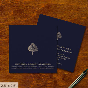 Elegante Square Business Cards mit Gold Tree Logo Quadratische Visitenkarte