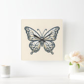 Elegante Square Butterfly Wall Clock Quadratische Wanduhr (Zuhause)