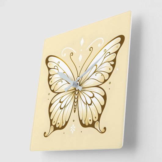 Elegante Square Butterfly Wall Clock Quadratische Wanduhr (Winkel)