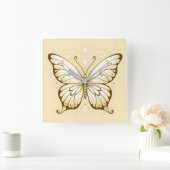Elegante Square Butterfly Wall Clock Quadratische Wanduhr (Zuhause)
