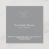 Elegante Square Gray and White Lotus Blume Quadratische Visitenkarte (Vorderseite)