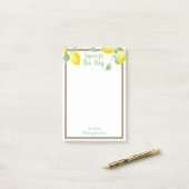 Elegante Squeeze the Day Lemons & Foliage Post-it Klebezettel (Auf Schreibtisch)