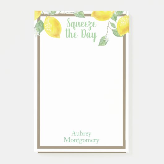 Elegante Squeeze the Day Lemons & Foliage Post-it Klebezettel (Vorderseite)