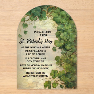 Elegante St. Patrick’s Day Grün-Klee-Einladung  Acryleinladungen