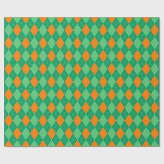 Elegante St Patrick's Day Green & Orange Raute Geschenkpapier (Flach)