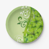 Elegante St. Patrick's Day Kleeblatts und Scrolls Pappteller (Vorderseite)