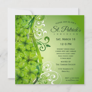 Elegante St. Patrick's Day Shamrocks und Schnörkel Einladung