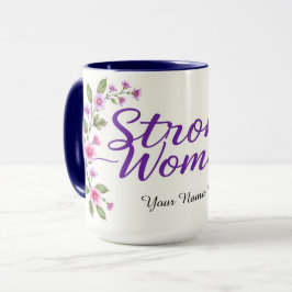 Elegante starke Frauen Lila Schrift Blumenmuster Tasse