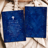 Elegante Starry Night mit Cross Baptisse Einladung